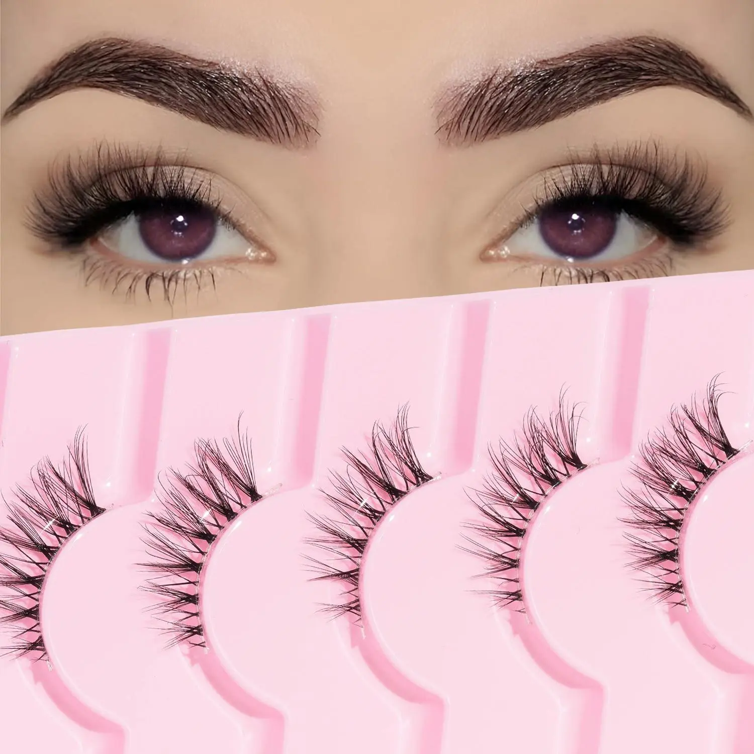 Fluffy False Eyelashes, 7 Pairs Soft and Natural False Eyelashes, for Women and Girls DIY Eye Makeup Enhancement