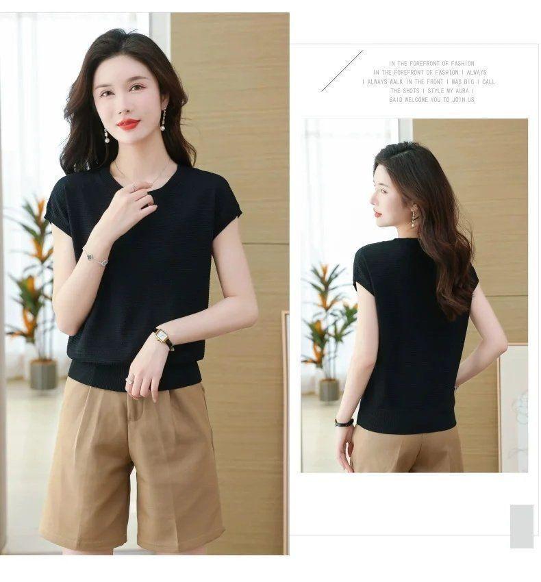Product Introduction of Áo Cánh Dệt Kim, Dành Cho Phụ Nữ, ngắn Tay Áo, Áo Cánh Dơi, Áo Phông Nữ Dệt Kim, Cao Cấp, Làm Bằng Lụa Lạnh, Thích Hợp Cho Mùa Hè, Áo Thường Ngày Đồ Len Mỏng 10