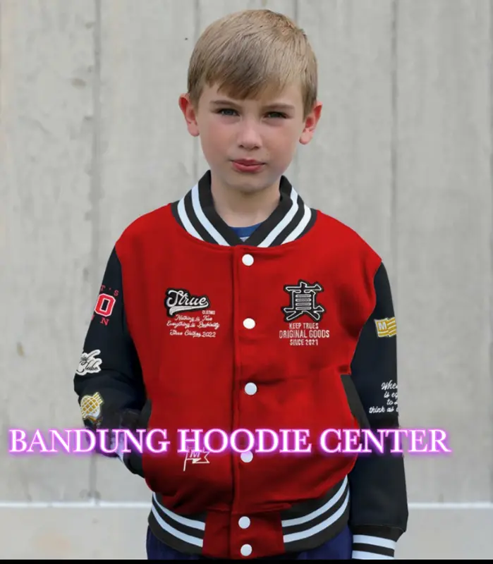 Jaket Varsity Anak Full Bordir Bisa Untuk Laki-laki dan Perempuan / Jaket Baseball Anak Usia 3-13 Tahun 0