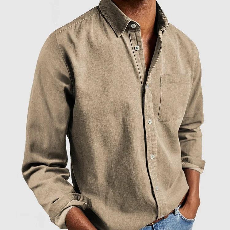 Product Introduction of 2024 Simple Men's Shirt New Long Sleeve Lapel Men's Shirt, Cashmere Material Skin-Friendly 3