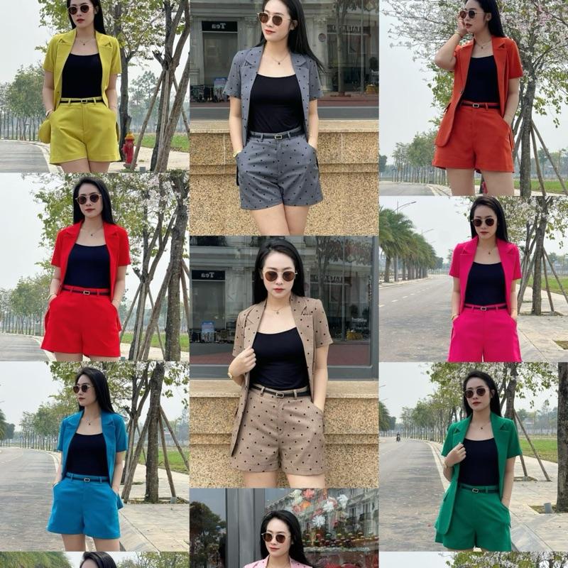 Set vest sóc cộc tay hàng thiết kế nữ sang chảnh