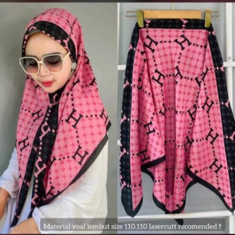 Hijab Segiempat Voal Motif Premium H Bolak Balik 2in1 3