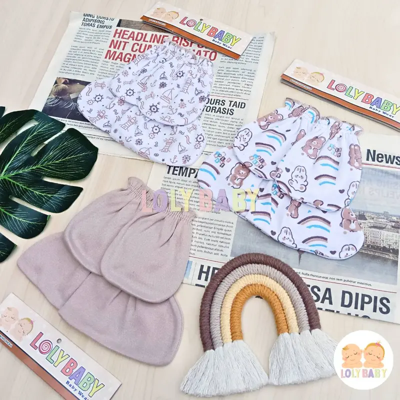 3 Set / 3 Bungkus Sarung Tangan Bayi Dan Sarung Kaki Bayi SERIAN COKLAT SUSU Merk LOLY BABY 0