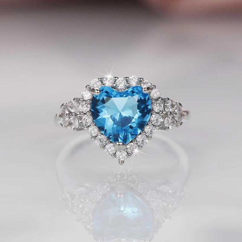 Xiyin Hot-Selling Ocean Heart Pendant Necklace Beautiful Light Luxury Niche Ring Earring Set Summer Clavicle Chain 7