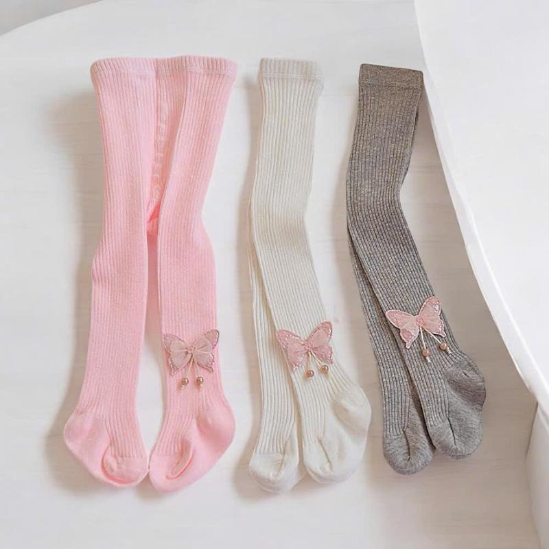  Quần tất liền bàn cho bé co dãn 4 chiều hình bướm hồng từ 0 đến 3 tuổi  mã 04  