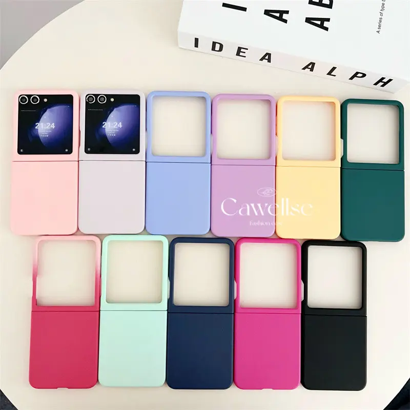 Slim Solid Color Large Window Casing Samsung Galaxy Z Flip 6 Z Flip 5 Ultra-thin Big Screen Case Skin-friendly Hard PC Shockproof Cover Flip5 Flip6
