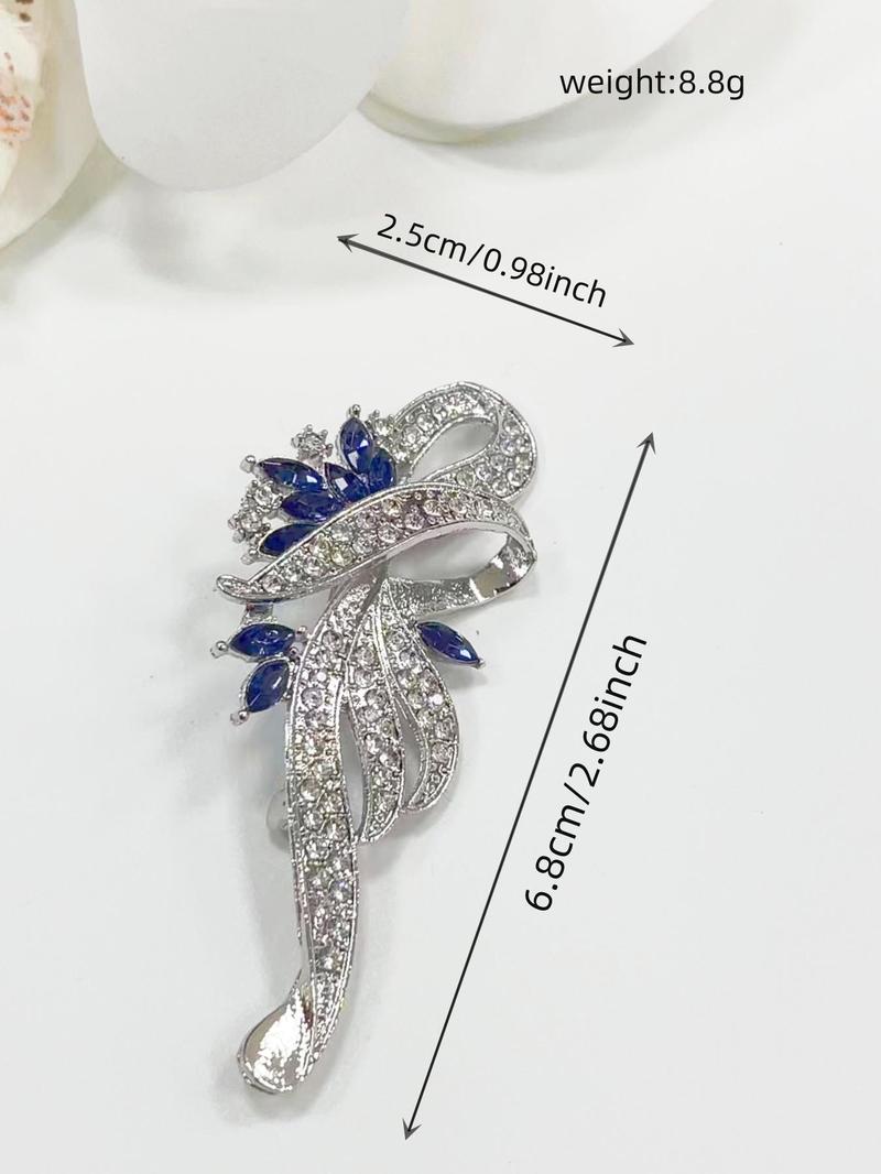 Product Introduction of Elegant Flower Design Brooch, Rhinestone Decorated Clothes Brooch, Fashion Accessories for Women & Girls, Trendy All-match & Exquisite Brooch for Birthday Gift 6