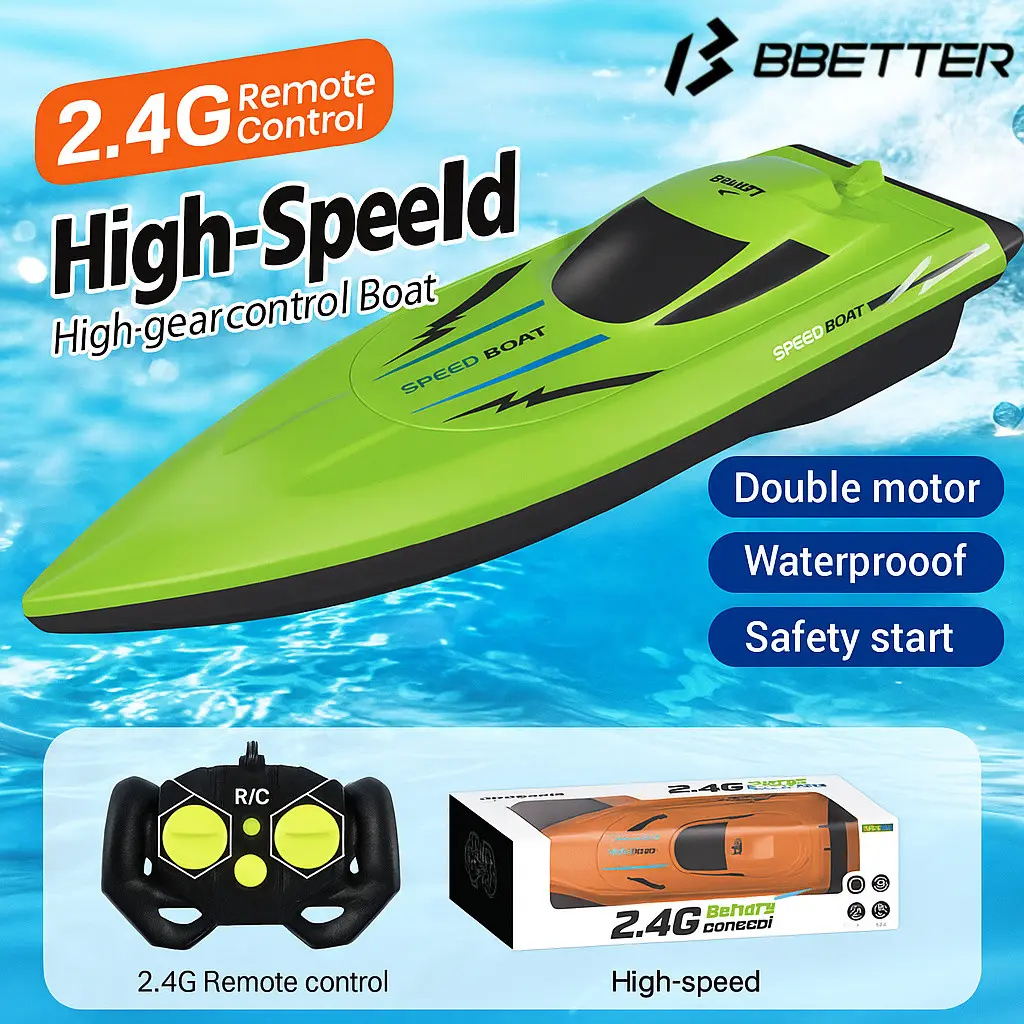Remote Control Boat Toys Lightweight Water Racer High-Speed Speedboat ...