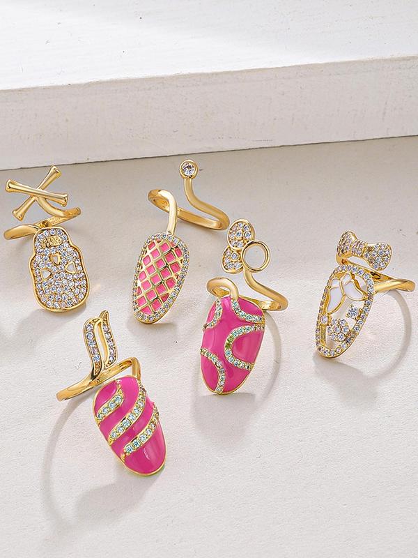 Elegant Rhinestone Decorated Ring Set, Fashion Accessories for Women & Girls, Trendy All-match & Exquisite Jewelry for Birthday Gift 3