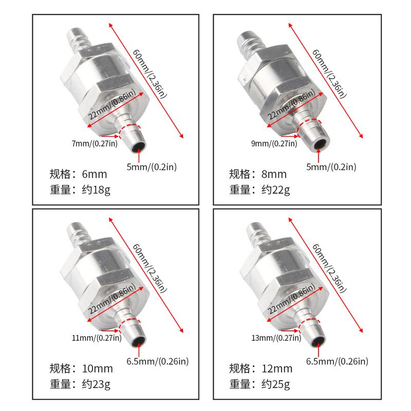 Product Introduction of Car Accessories Fuel Pump One-Way Check Valve 6/8/10/12 Aluminum Alloy One-Way Valve Car Boat Hand Pump Accessories 21