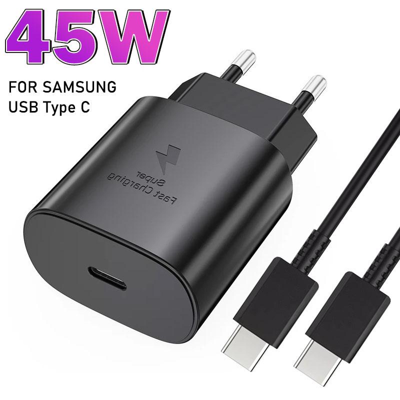  45W Type-C For Samsung Galaxy Charge S Note A Series A54 S24 USB-C C-C Data Cable Sạc nhanh Accessories Sạc Điện Thoại Phụ Kiện Phone EU US Type 