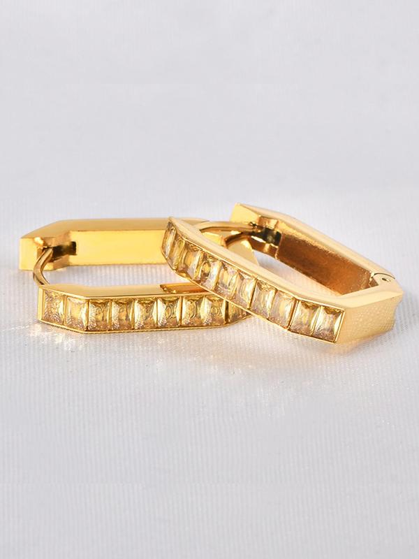 Geometric Design Hoop Earrings, Fashionable Earrings for Women & Girls, Trendy All-match & Exquisite Jewelry for Birthday Gift 5