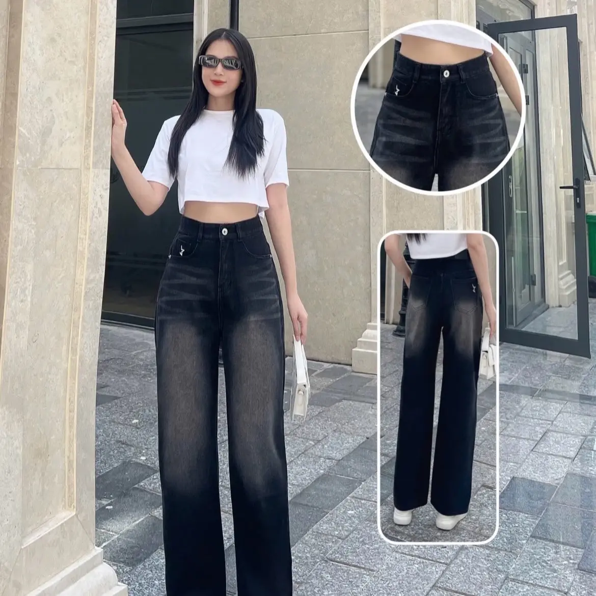 Quần jeans nữ suôn baggy from ống rộng ( size S/M/L )