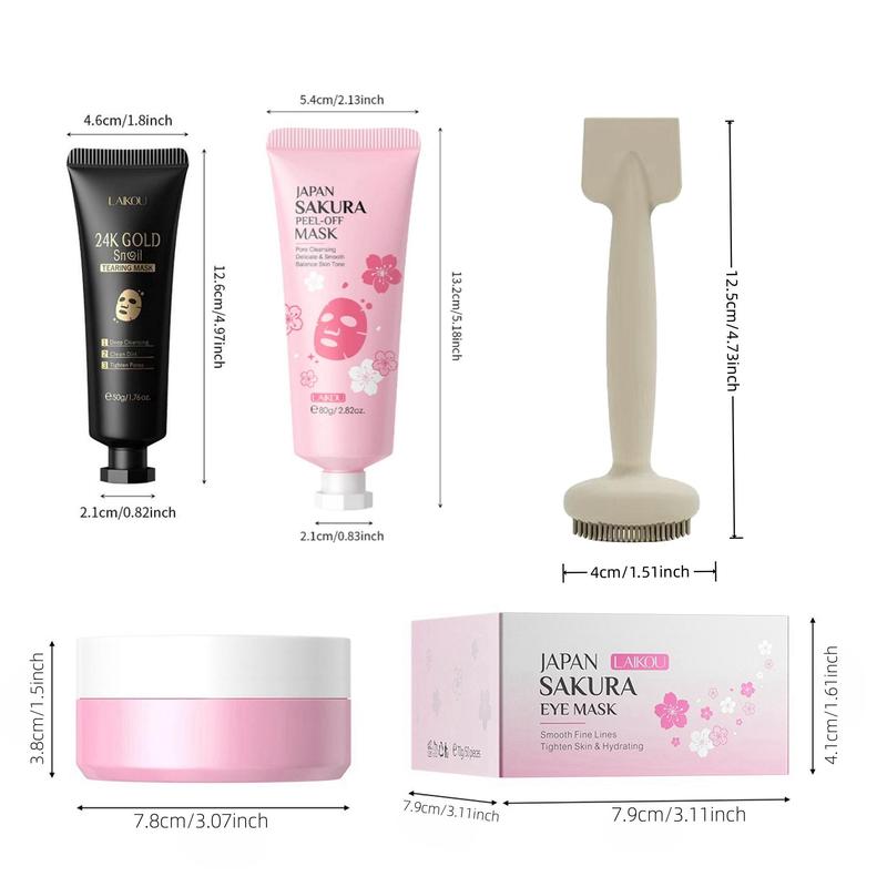 Product Introduction of Peel Off Mask, 1 Count/4 Counts Mask Including Sakura Peeling Mask & 24k Gold Snail Peeling Mask & Eye Mask, Deep Cleansing Facial Mask, Facial Skin Care Product for Women & Men 1
