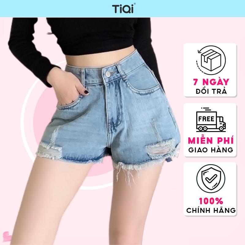 Quần short đùi nữ lai tua cạp cao TiQi Jeans S1-480