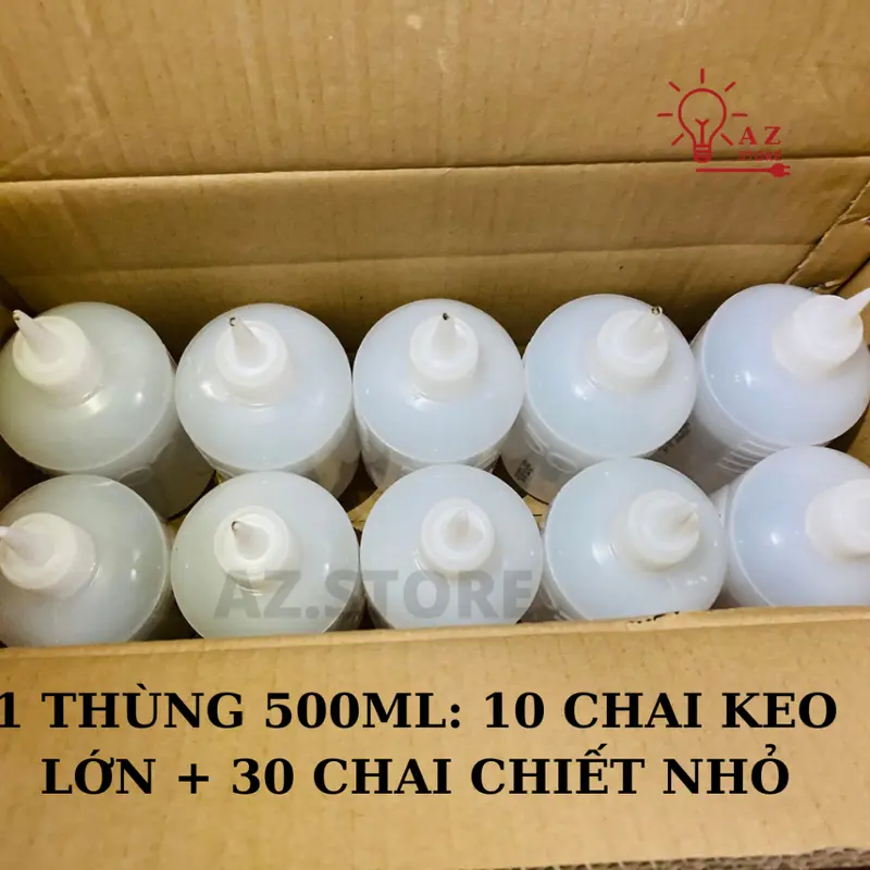 Keo 502 NLP BÁN SỈ NGUYÊN THÙNG - keo dán sắt lớn lọ tròn siêu dính 500ml -Tặng kèm 3 chai rỗng nhỏ để chiết sản phẩm 3