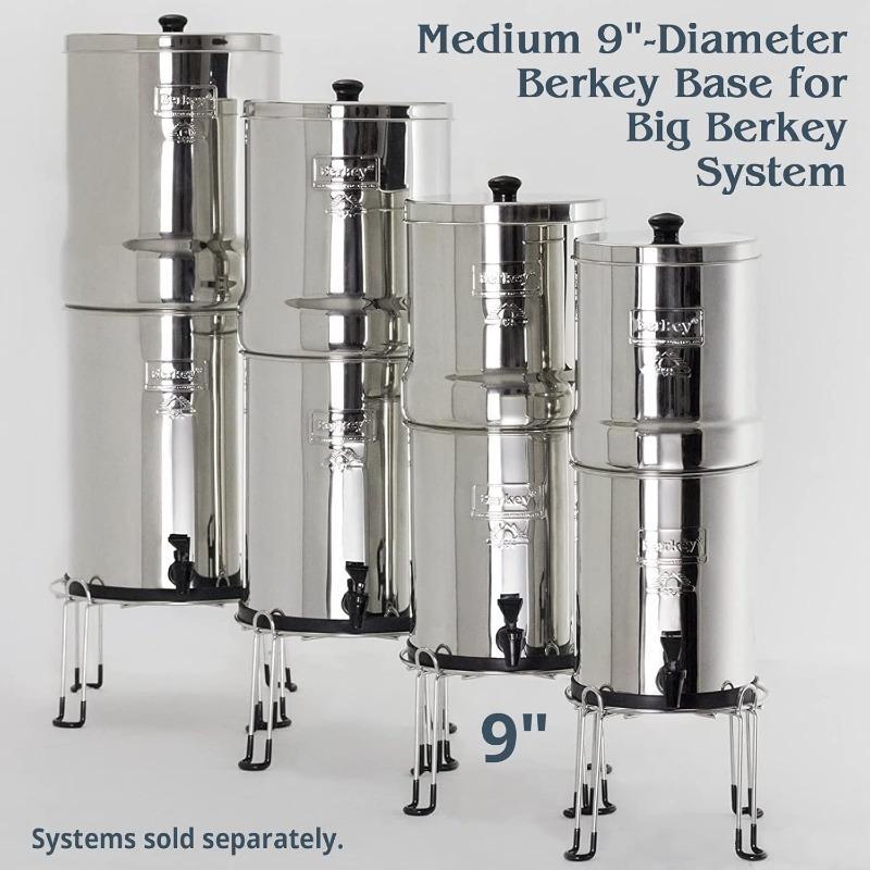 Stainless Steel Water Filter System Stand, 1 Count Medium Base Stainless Steel Stand, Raises Big Berkey Water Filter System Above Countertop for Easier Dispensing 2