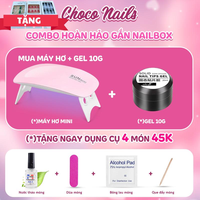 (DEAL SỐC_Tặng 1 bộ Nailbox) COMBO MÁY HƠ + GEL Tặng kèm chai nước tháo Gel Máy Làm Nail Tại Nhà Hơ Móng Thạch