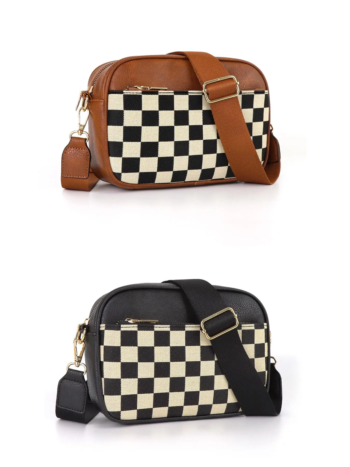Women's Fashionable Checked Pattern Crossbody Bag, Casual Versatile Pu Leather Shoulder Bag with Adjustable Strap, Trendy All-match Commuter Bag for Daily Used, Wallet Sling