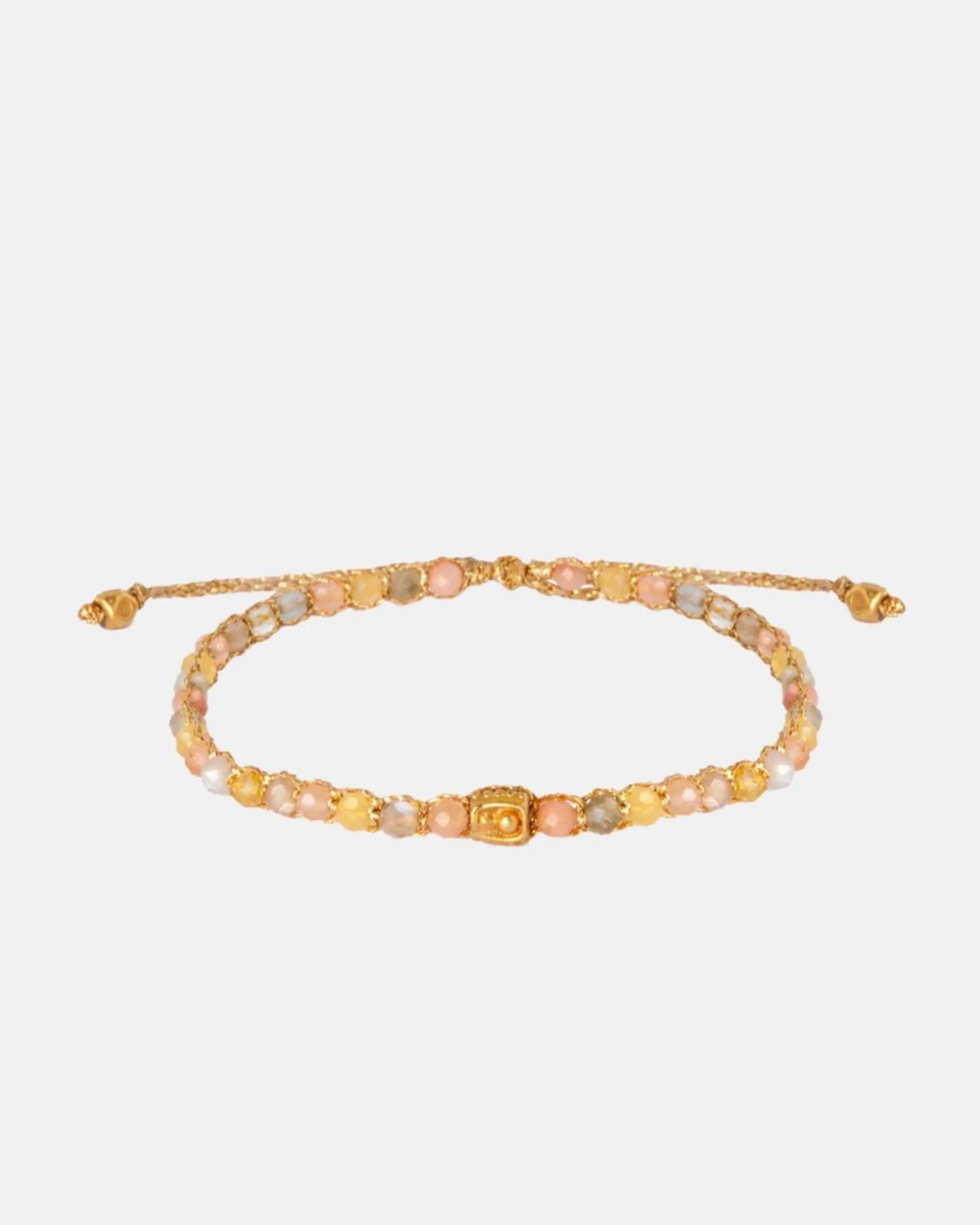 Gelang Compassion kombinasi carnelian, citrine, peach moonstone Tali Gold Batu semi mulia Intan Permata Asli | Gemstones Bracelet for Women Aesthetic Samapura