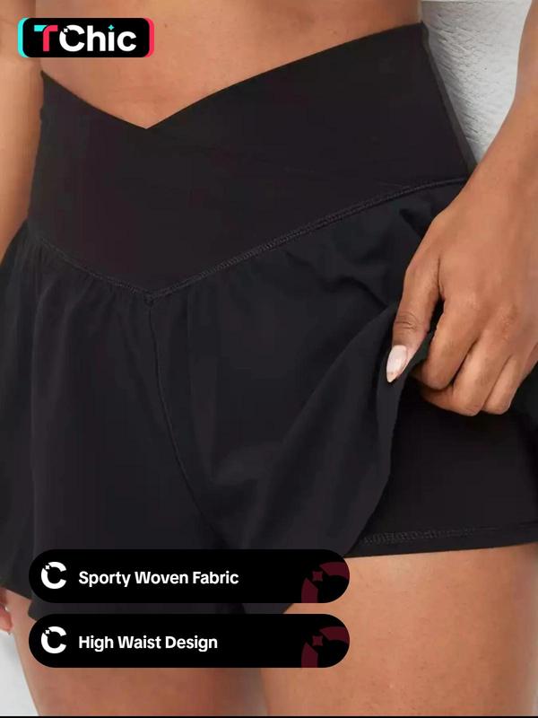 Women's Summer Plain High Waist Sports Gym Shorts, Solid Clothes Women, Casual Sporty Shorts for Tennis Running Gym Workout, Ladies Sportswear Bottoms for Summer 6
