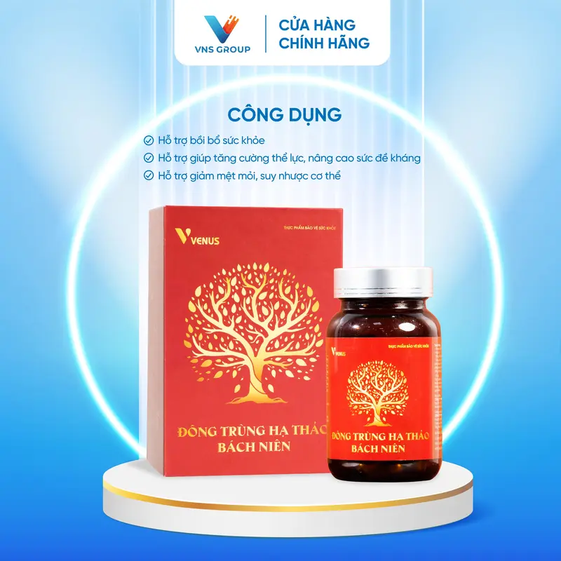 Thực phẩm hỗ trợ bảo vệ sức khỏe Đông trùng hạ thảo bách niên (Hộp 01 lọ 60v) 2