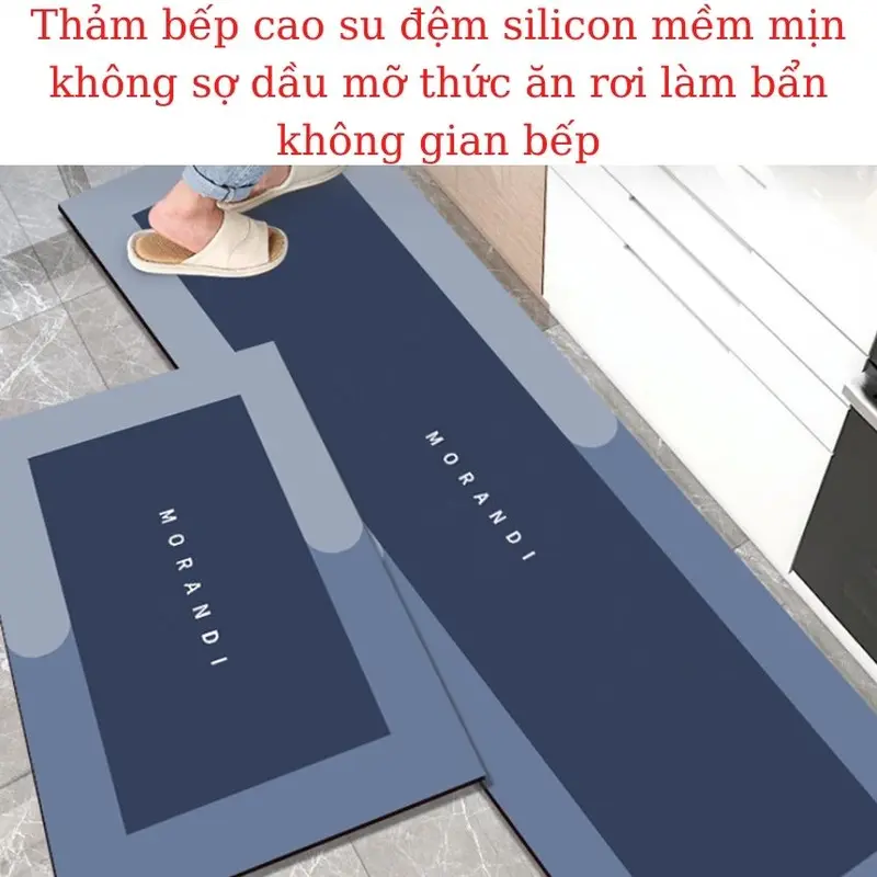 Thảm nhà bếp bộ 2 silicon chống trượt siêu thấm hút cao cấp, thảm lau chân nhà bếp siêu thấm nước đẹp cute nhã nhặn 1