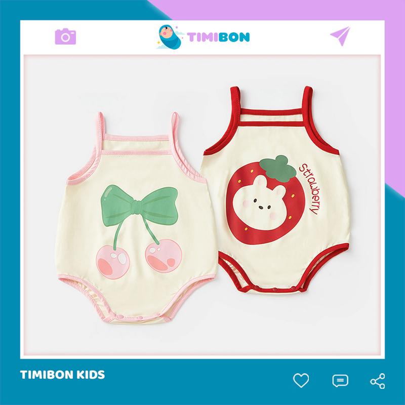 Body 2 Dây Cho Bé Gái Quần Áo Sơ Sinh Chip Hai Dây Cherry Dâu Tây Bodysuit Chất Mềm Mát BDCHIP55