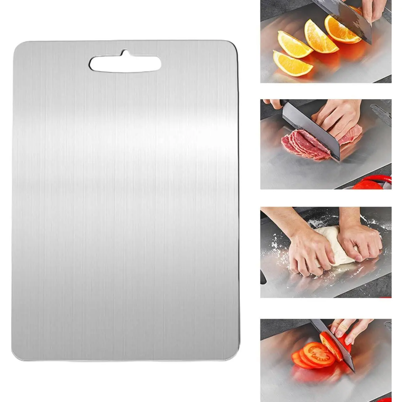 Titanium Cutting Board, 100% Pure Titanium Cutting Boards for Kitchen, Double-Sided Chopping Board for Meat Fruits & Vegetables, Easy to Clean