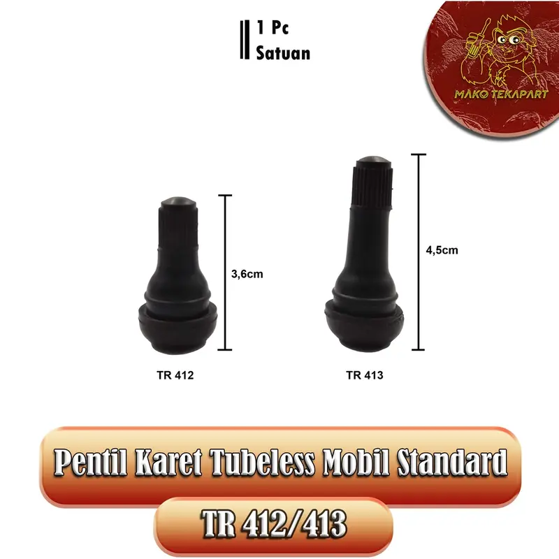 [SATUAN] PENTIL KARET TUBELESS HITAM TR412/TR413 STD 0