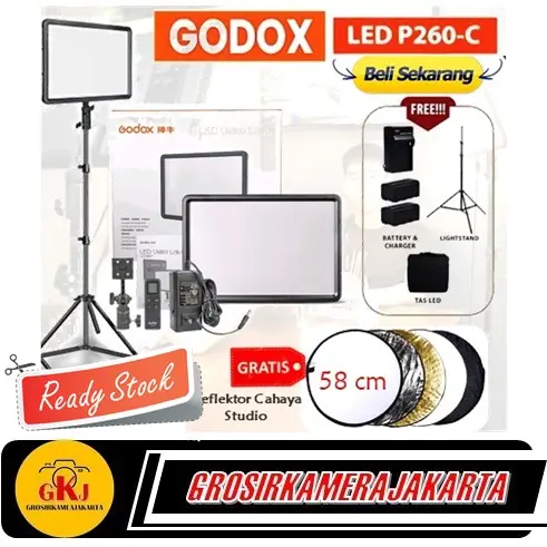 Godox LED P260C Bi-Color Lampu LED Video Continues Light Panel P260 C