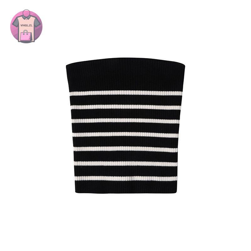 Product Introduction of Women's Sleeveless Casual Vest, Horizontal Stripes Pattern Knitted Tank Tops, Ladies Slim-Fit Strapless Camisole 20