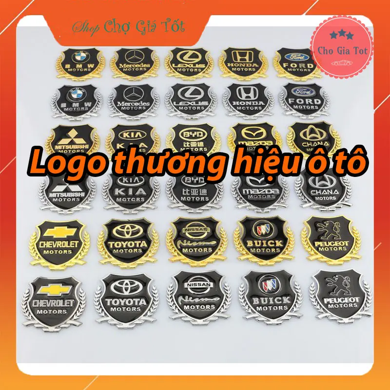 Bộ 2 Huy hiệu LOGO THƯƠNG HIỆU ô tô xe máy hình bông lúa