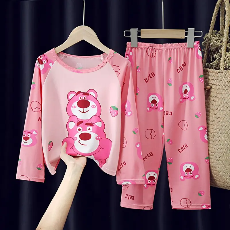 Bộ Đồ Ngủ Dài Tay Hoạt Hình Dễ Thương, Phong Cách Hàn Quốc, Thích Hợp Cho Mùa Xuân Và Mùa Thu, Phù Hợp Với Bé Gái Và Bé Trai Mỏng, Thích Hợp Cho Mùa Hè Và Thanh Thiếu Niên 5