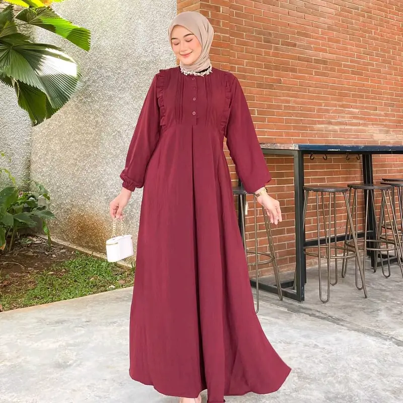gamis kekinian cringkel jumbo lebaran terbaru 4