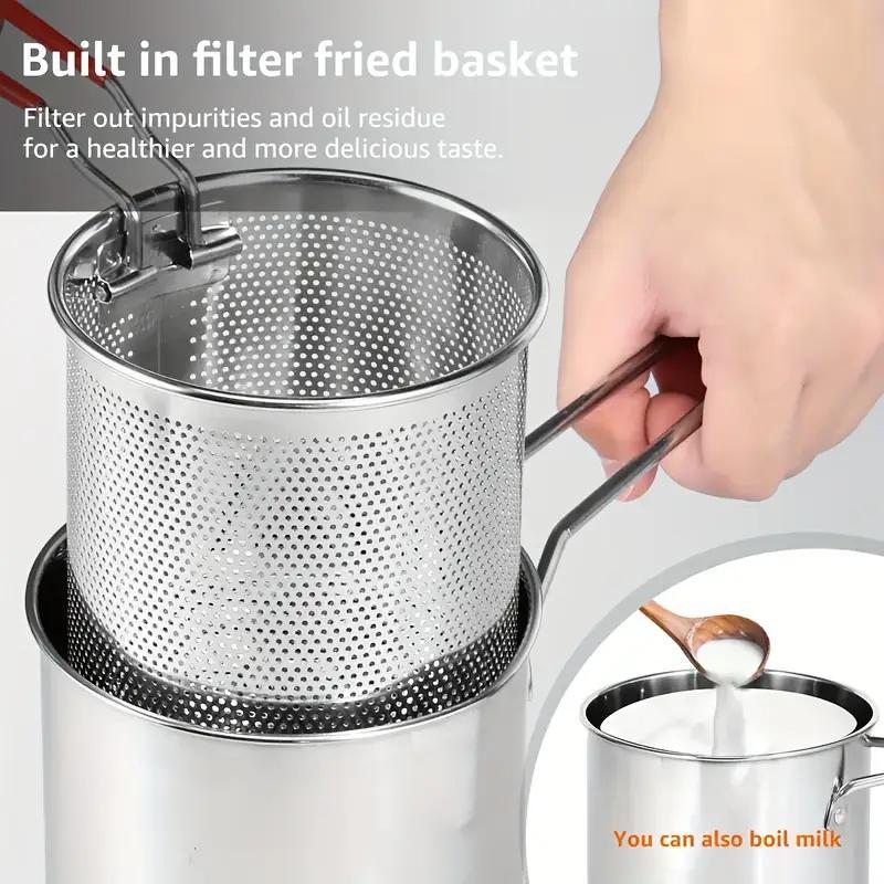 Stainless Steel Deep Frying Pot with Filter Rack, 1 Set Kitchen Cooking Tool for French Fries, Fried Chicken, Fish, Cookware Accessories for Home Dining Room Barbecue 5
