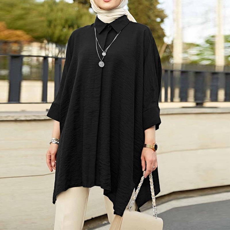 Product Introduction of Cross-Border Shirt Female Malaysian Muslim Women's Clothes Large Size Women's Clothing Fashion Casual Shirt Top Wholesale 4
