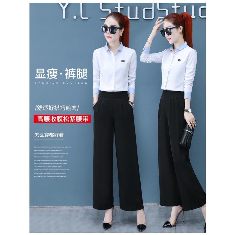 Quần Ống Rộng Cạp Cao Phong Cách Hàn Quốc Mùa Hè Mới, Dành Cho Phụ Nữ Và Cô Gái Đầy Đặn, Màu Đen, Quần Ống Đứng Lớn, Dáng Rộng Rãi Và Thường Ngày, Quần Âu Mỏng 4