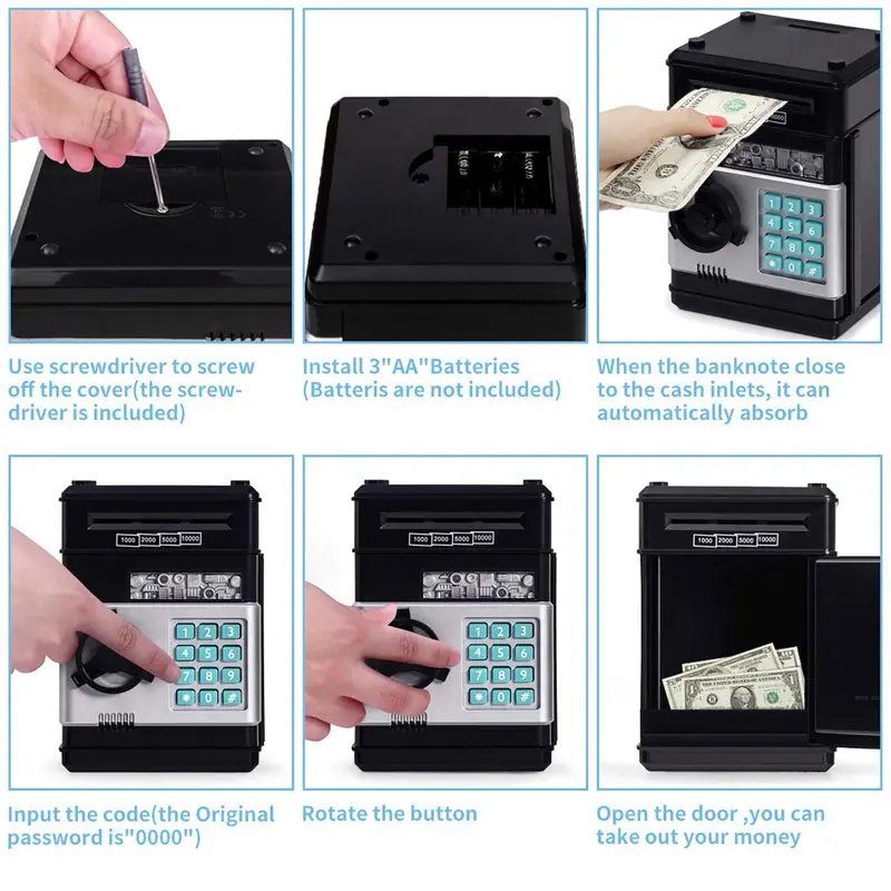 Cash Coin Piggy Bank, Electronic Coin Bank, Money Saving Machine, Home Decor for Living Room, Bedroom, Office(Batteries Powered, Batteries Not Included) 2