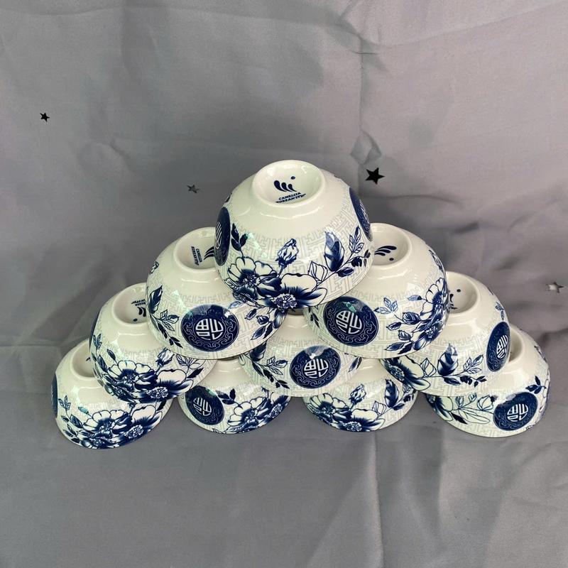  Bộ 10 chén hoa văn chữ Phúc dùng ăn cơm đường kính 11,5cm 