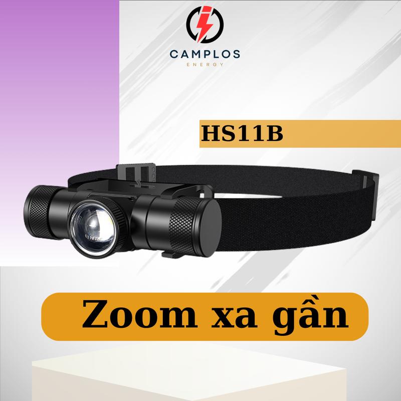Đèn pin đôi đầu Camplos H11B ánh sáng mạnh có zoom vỏ hợp kim nhiều chế độ sáng đèn đội đầu mini chống nước gọn nhẹ pin đội đầu