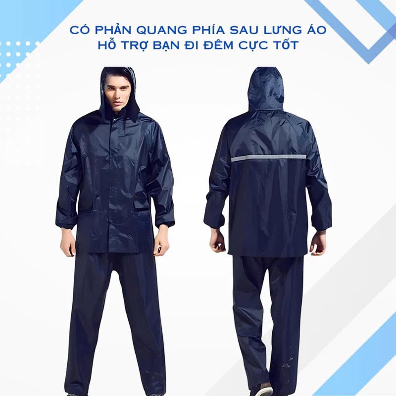  Áo Mưa Bộ Vải Dù Chính Hãng Size 45-78kg Màu Đỏ Siêu Bền Không Thấm Nước Có Phản Quang Phía Sau Lưng Áo Hỗ Trợ Bạn Đi Đêm Cực Tốt Chất Liệu Vải Dù Cao Cấp 