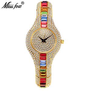 Jam Tangan Fesyen, Jualan Panas di Asia Tenggara, Bertatah Berlian, Batu Berwarna-warni, Berlian Penuh, Gaya Eropah, Jam Tangan Wanita mewah, Diperibadikan, Sesuai untuk Pakaian Kasual dan Perniagaan, Aksesori