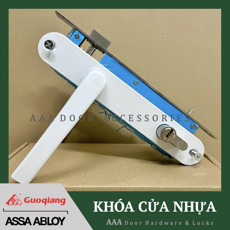 Bộ Khoá Tay Gạt Đơn Điểm Cửa Nhựa Lõi Thép (Tay tròn) (Có bán lẻ từng bộ phận)