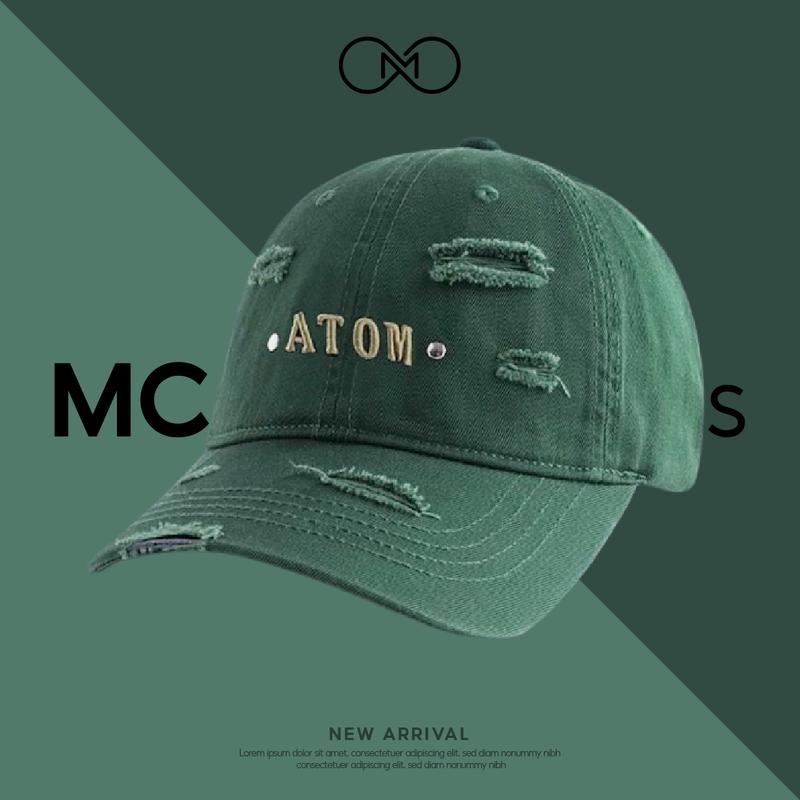 Mũ Lưỡi Trai Nam Nữ Logo Thêu ATOM Jussy Official Nón Kết Chất Kaki Unisex Nhiều Màu Hot Có Khóa Điều Chỉnh Hat Cap Women Chống Nắng