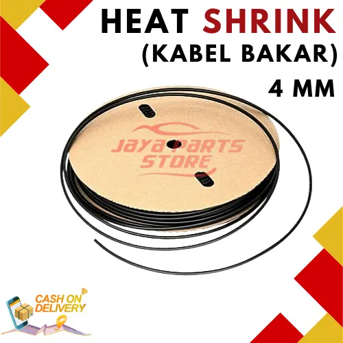 BARU!! Isolasi Bakar / Heatshrink Tube / Selongsong Kabel Bakar Selang Kabel 4mm Warna Hitam Harga Permeter 0