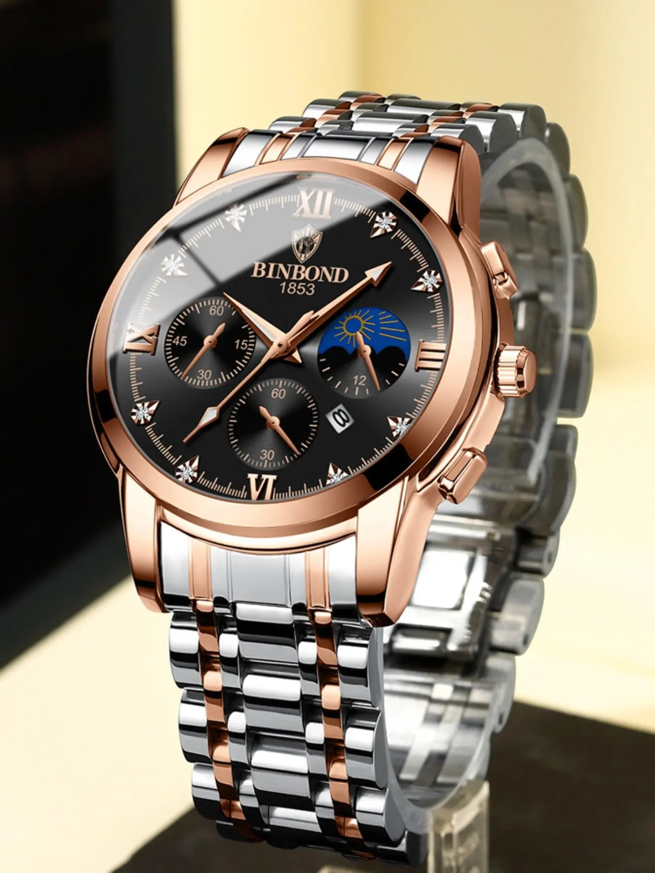 Men's Business Fashion Round Dial Analog Quartz Watch, Fashion Watch for Party, Daily Clothing Decor, Trendy All-match & Exquisite Watch for Birthday Gift