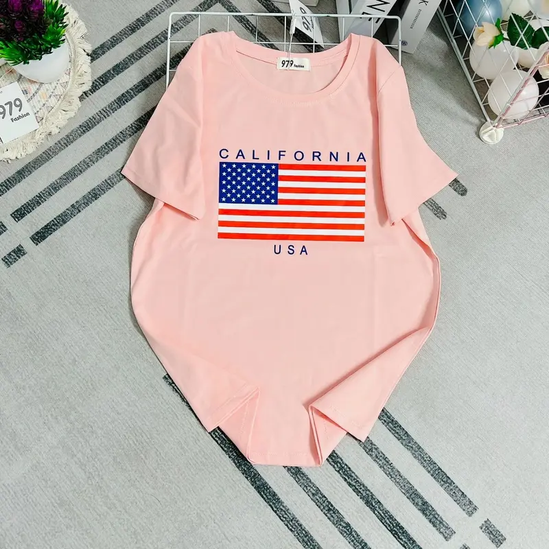 Mã 45-Áo thun thái form vừa 40-58kg Top Nữ Cotton Cổ Tròn Menswear Women 6