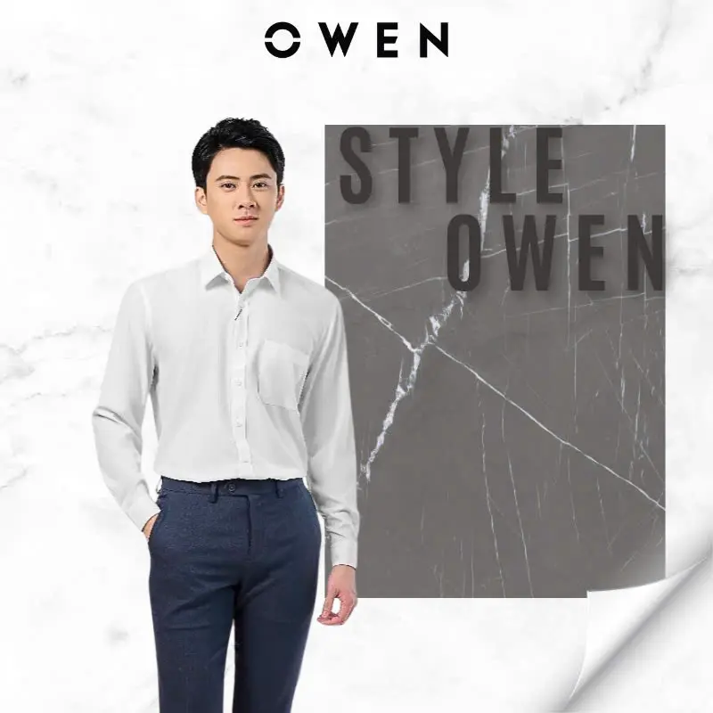 Áo sơ mi dài tay owen dáng regularfit có túi ngực,chất liệu sồi mềm mại 0