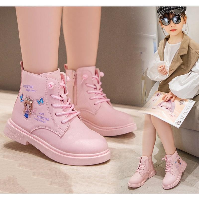 BOT.22 Bốt Cho Bé Gái Cổ Cao,  Boot Bé Gái Cổ Cao In Hình Công Chúa Cao Cấp Cho Bé 3 đến 12 Tuổi